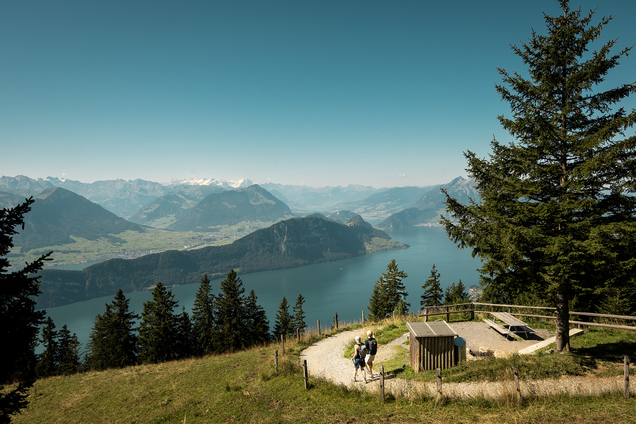 Der Wanderweg bietet einen einzigartigen Ausblick auf den Vierwaldstättersee